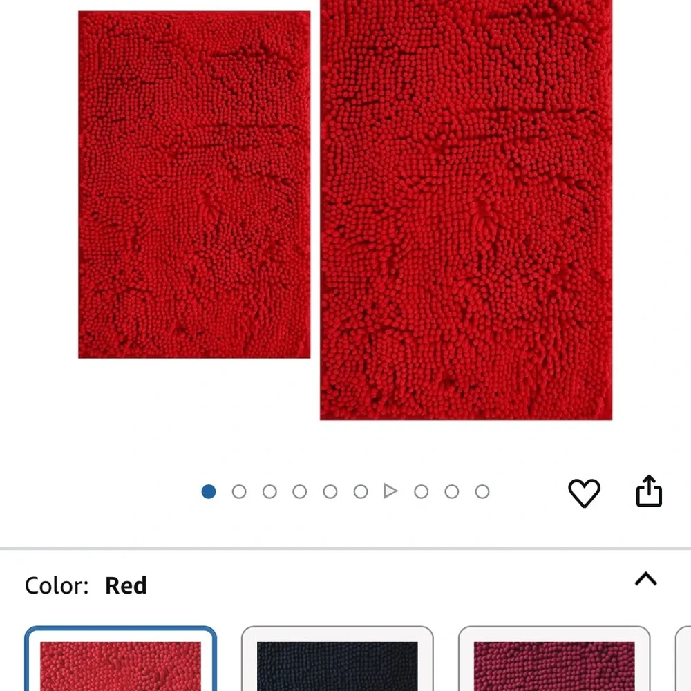 Vibrant Red Shaggy Bath Mat Set